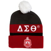 Delta Sigma Theta Embroidered Knit Beanie Black
